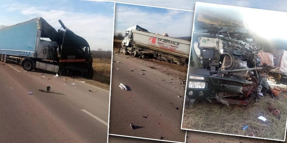 Kabine oba kamiona smrskane u sudaru! Vozač poginuo na 200 metara od firme! (FOTO)