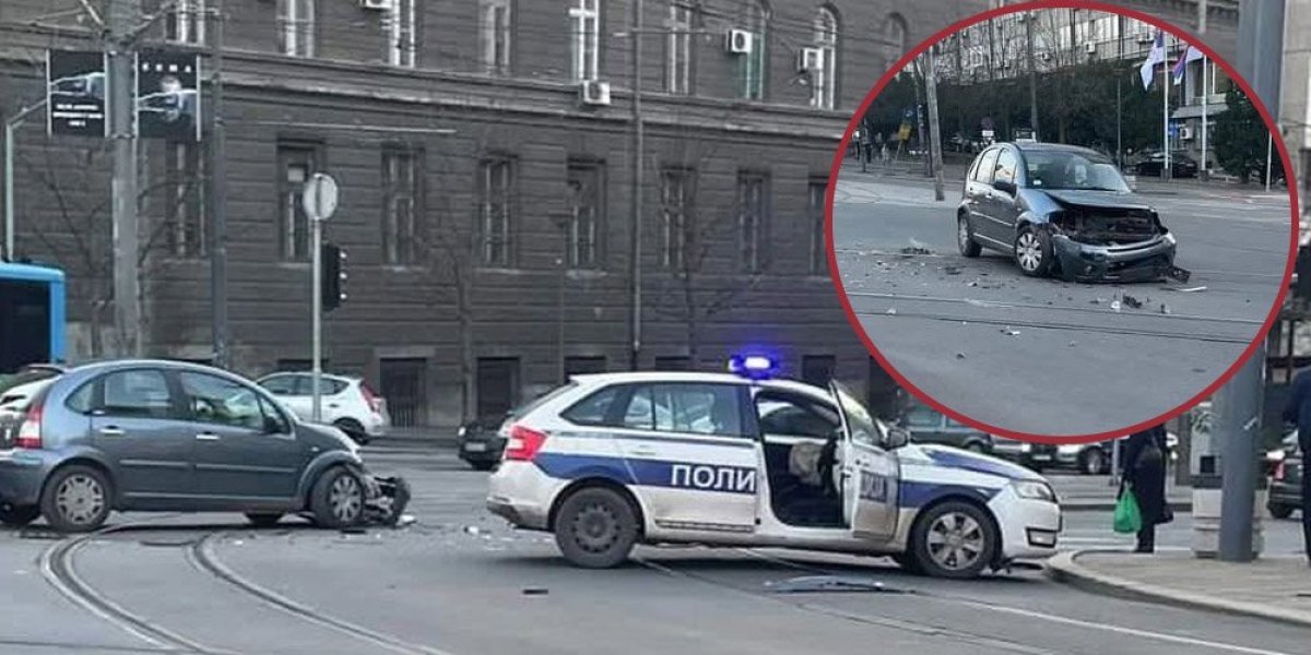 Karambol u centru Beograda! Sudar policijskog i putničkog automobila (FOTO)