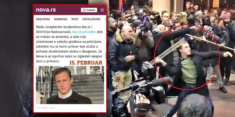 Nastavljaju da lažu bez stida i obraza! Tajkunska Nova S i dalje piše o "jadnom" studentu, uprkos dokazima o njegovom divljanju na protestu!