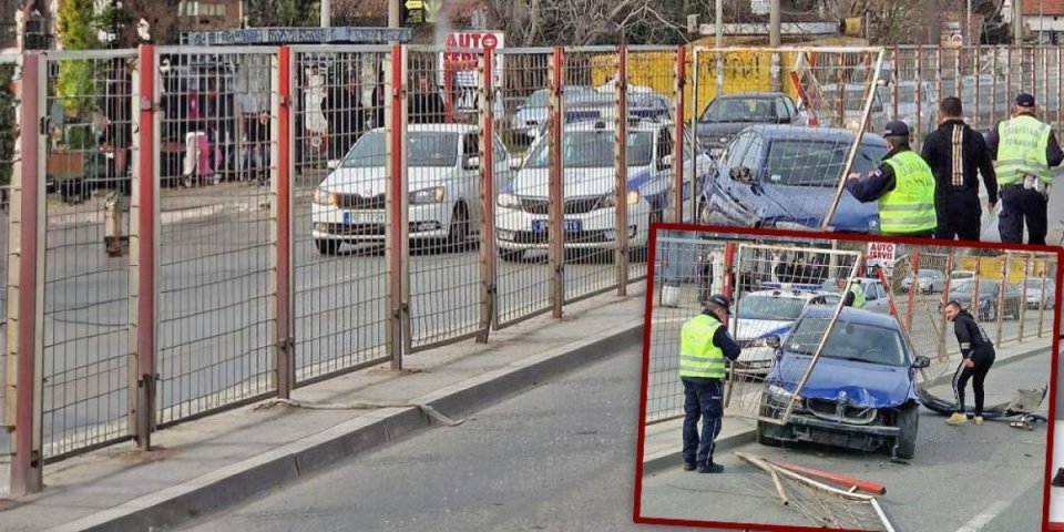 Karambol na Zrenjaninskom putu! Vozač BMW probio razdelnu ogradu (FOTO)