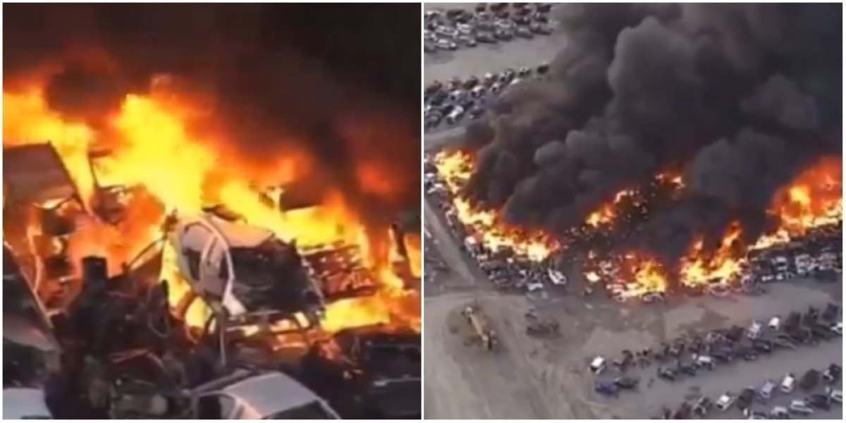 Vatra guta stotine automobila kao hepo kockice! Dramatični snimci stravičnog požara u Teksasu! (VIDEO)