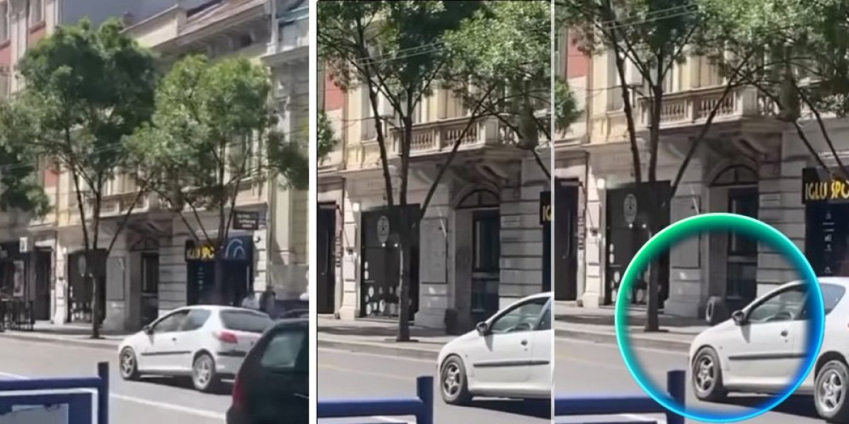 Otpao mu točak sa kola u pokretu! Incident na Terazijama (VIDEO)