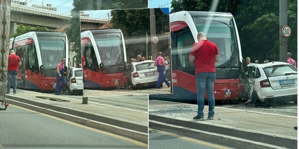 Vozač koji se "škodom" zakucao u tramvaj zadržan na lečenju! Teške povređen posle sudara kod Beogradskog sajma