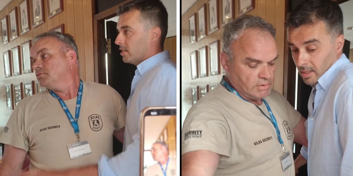 (VIDEO) SAVO SE UGLEDAO NA ĆUTU! Huliganski ispad u režiji lažnog ekologa: Manojlović upao u zgradu opštine Novi Beograd, reagovala policija!