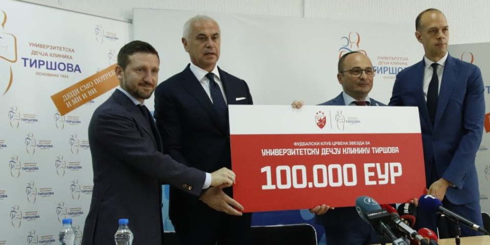 Humani gest šampiona! Crveno-beli donirali 100.000 evra klinici u Tiršovoj!