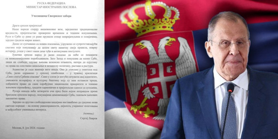 Najsnažnije reči Lavrova! Pismom se obratio učesnicima Svesrpskog sabora: Rusi i Srbi rame uz rame! (FOTO)