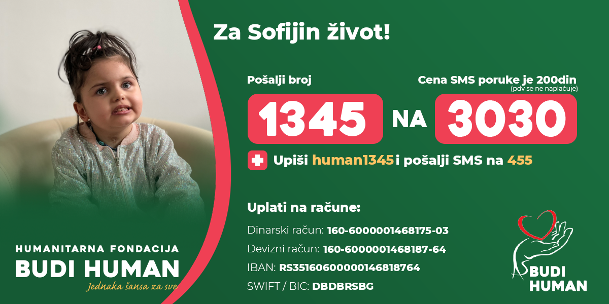 Srbijo, budi humana! Pomozimo Sofiji u najvećoj borbi