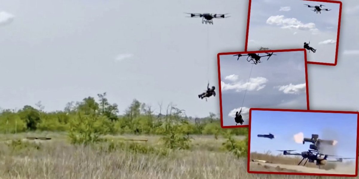 (VIDEO) Neverovatne scene iz Rusije obišle planetu! Šta ovo rade specijalci?! Uzeo pušku i kanap, dron ga poneo... Kao na filmu!