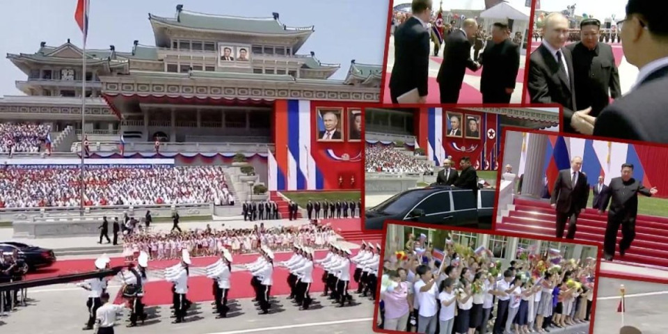 (VIDEO) Carski doček za Putina! Ceo svet gleda šta mu je Kim priredio! Scene grandiozne ceremonije u Pjongjangu obišle planetu!