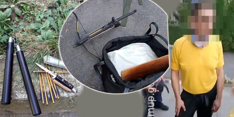 Ovaj samostrel i oružje su nađeni kod muškarca u Durmitorskoj! Tvrdi da ga juri mafija i da zbog toga nosi sve sa sobom! (FOTO, VIDEO)