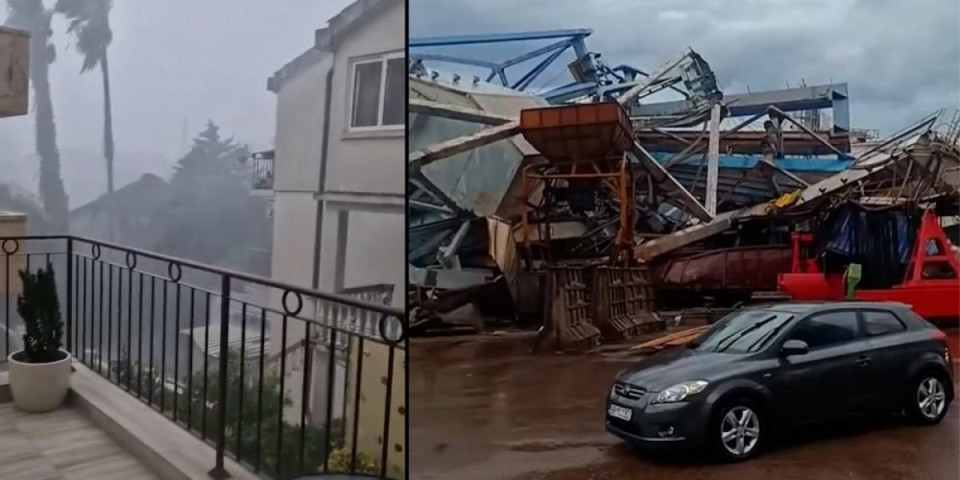 (FOTO/VIDEO) Totalna kataklizma u CG! Oluja demolirala plaže, automobili pod vodom, vetar čupa krovove i drveće!