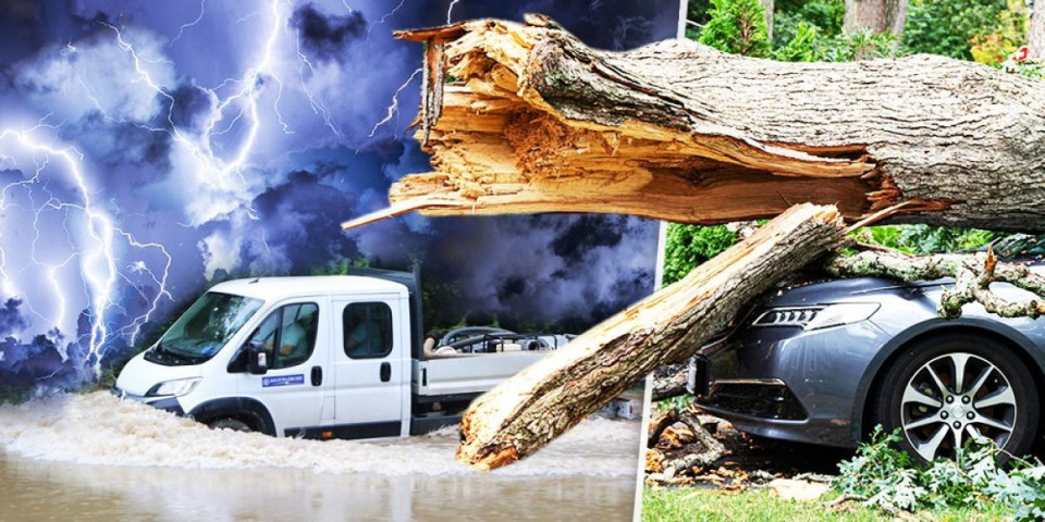 Jezivo nevreme pogodilo Vrnjačku Banju! Oluja rušila sve pred sobom, grane padale po vozilima (FOTO)