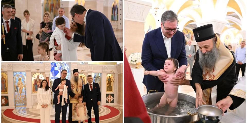 Vučić krstio malog Lazara sa KiM: Kao ponosni kum, preuzimam jednu od najsvetijih dužnosti! Ovaj dan je za mene jako važan!