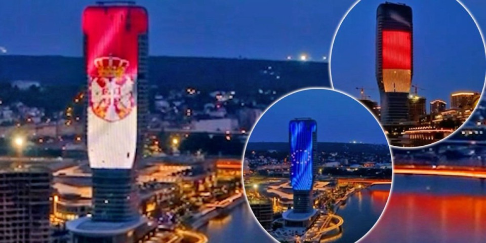 Kula Beograd u bojama zastava Srbije, Nemačke i EU! (VIDEO)