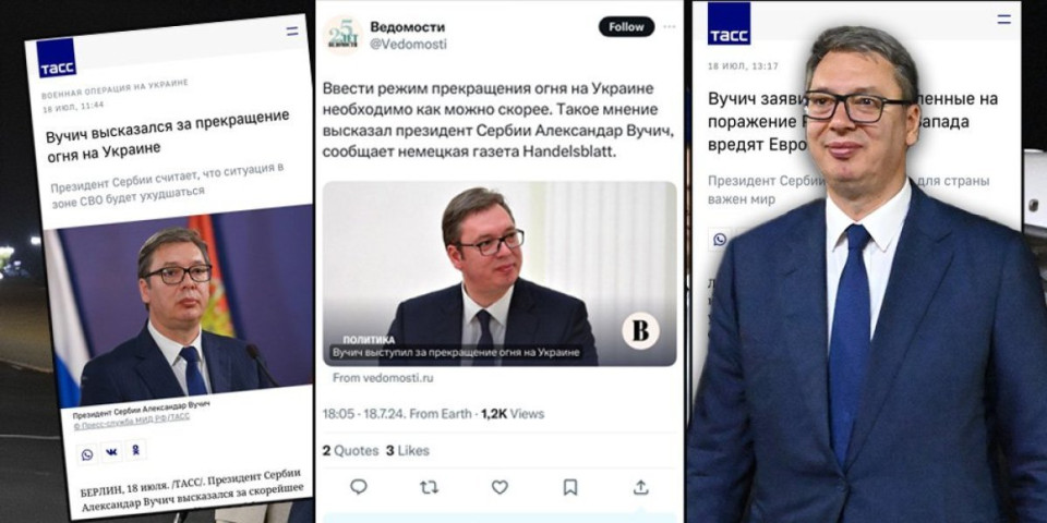 Ruski mediji bruje! Vučićev poziv na mir i prekid vatre jedna od najvažnijih vesti u Rusiji (FOTO)