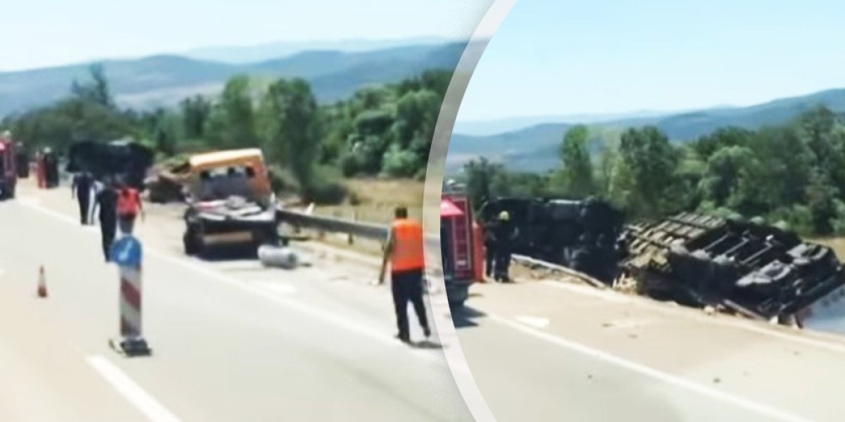Prevrnuo se kamion kod Preševa! Vozilo uništeno (VIDEO)