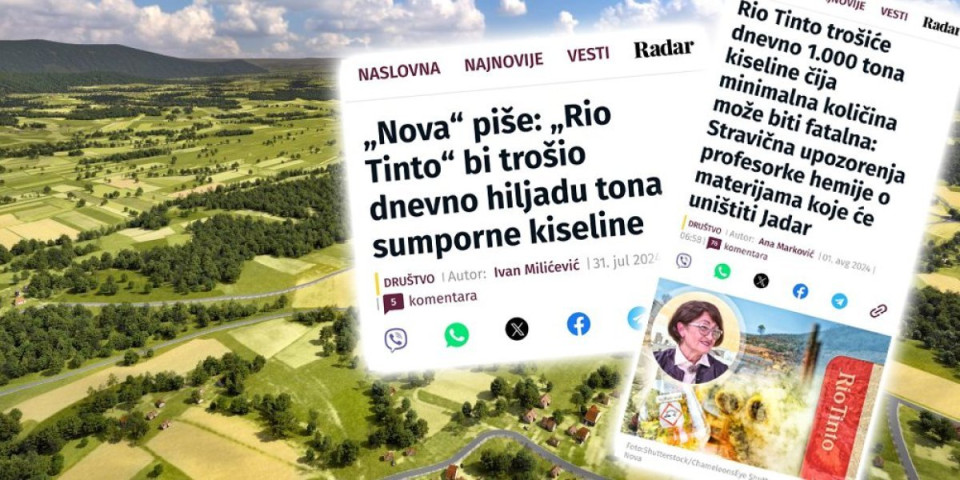 Šire paniku, dezinformacije i izazivaju zabrinutost naroda: Tajkunski mediji ne prezaju ni od čega, oglasio se "Rio Tinto"