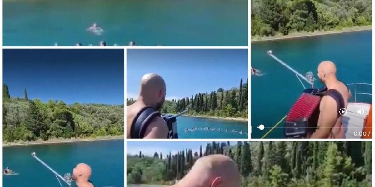Samo neka je veselo! Srbi došlo u Crnu Goru, pa zaigrali kolo u vodi, harmonikaš svira na brodu! (VIDEO)