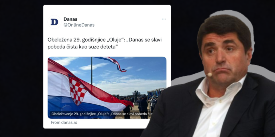 Šolak ne posustaje u slavlju: Danas se slavi pobeda Hrvatske u Oluji, čista kao suza deteta! Bedniče, jesu li to suze srpske dece sa Petrovačke ceste?!