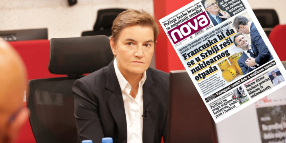 Pišu bilo šta samo da bi nahuškali narod! Brnabić o sramnoj naslovnoj strani tajkunskoj tabloida Nova: Ideja je da se napravi haos u Srbiji