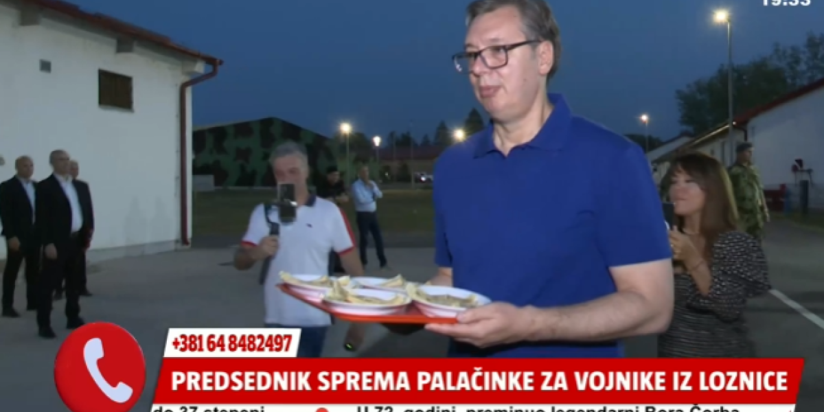 Predsednik poslužio palačinke srpskim vojnicima! Vučić u kuhinji kasarne u Loznici (VIDEO)