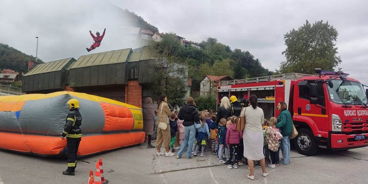 (VIDEO) Kakva akcija usred Užica! Skok sa krova na vazdušni jastuk!