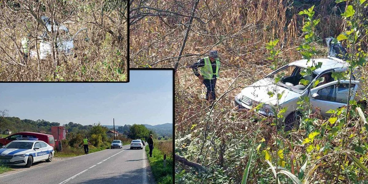 Nesreća u selu Borina! Vozač izgubio kontrolu pa završio u kanalu pored puta (FOTO)