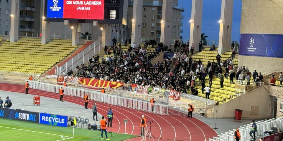 Zvezda ima ogromnu podršku u Monaku! "Delije" se grupisale i nadglasale himnu Lige šampiona (VIDEO)