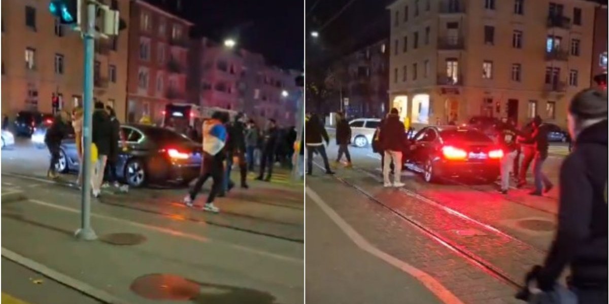 Izvadi ga, bre! Vozač "BMW"-a posle utakmice provocirao Srbe, oni mu izudarali auto, oglasila se policija! (VIDEO)