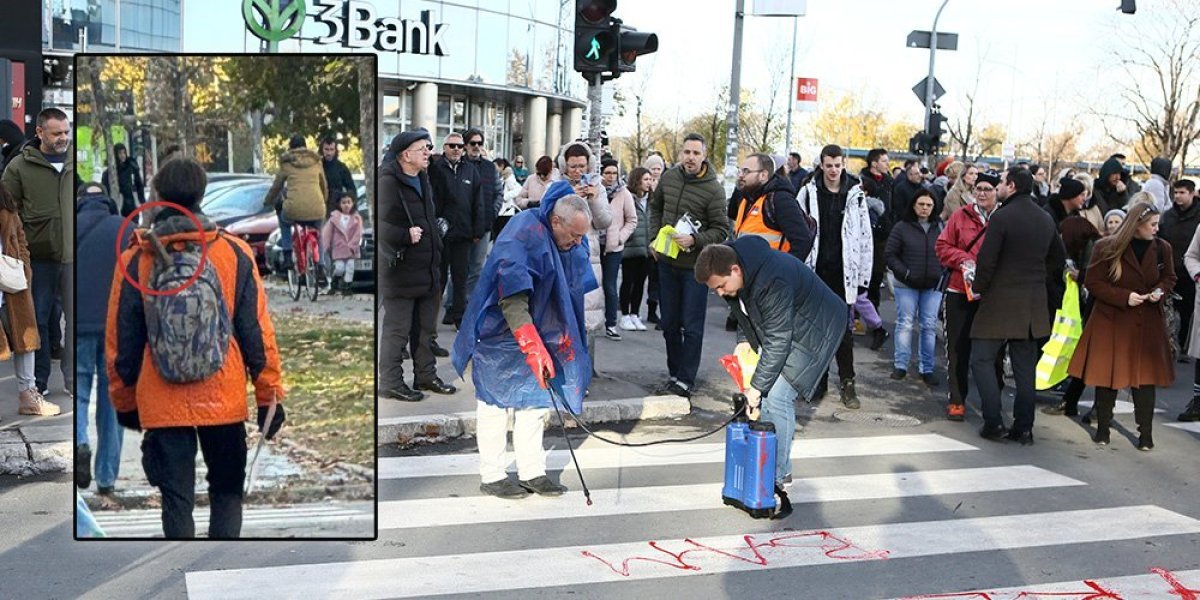 Muškarac sa palicom na protestu u Novom Sadu! Nosi crne rukavice i ranac, sprema se za sukobe?!