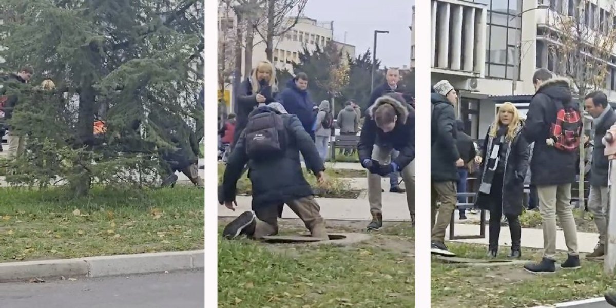 Nezapamćen skandal u režiji opozicije! Otvorili šaht, lažirali pad, a potom ga ostavili otvorenim kako bi se neko povredio (VIDEO)