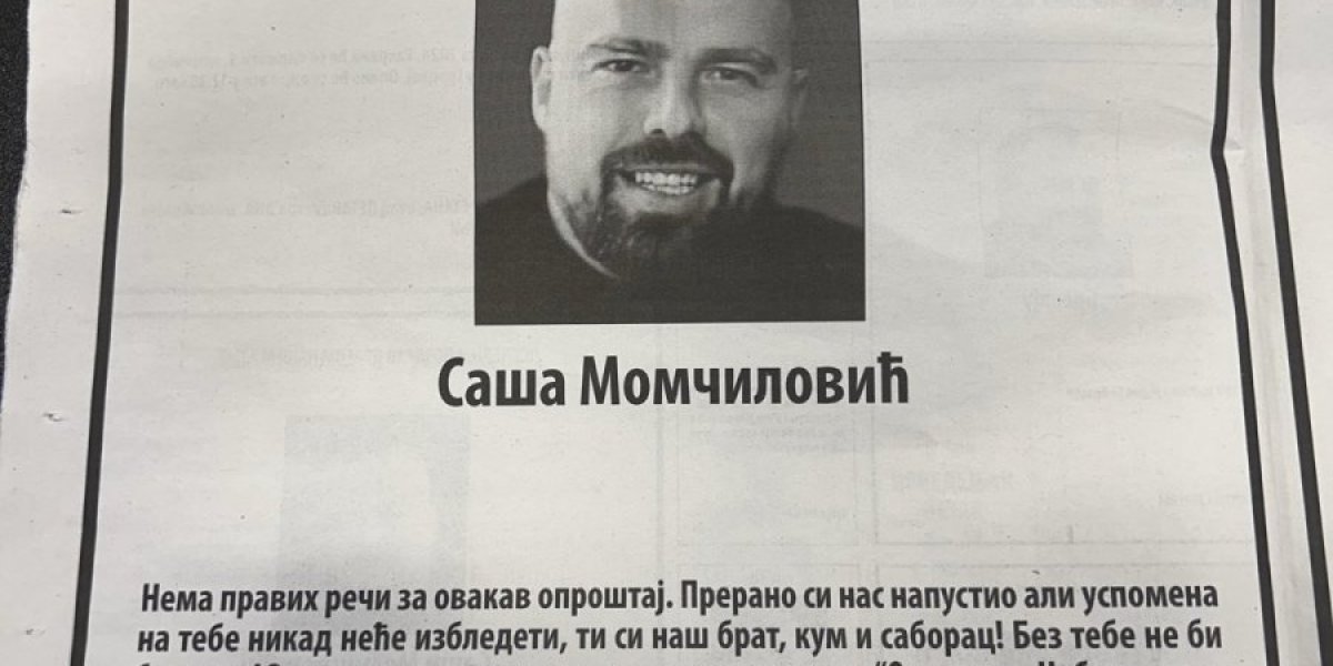 Čitulja za Sašu Momčilovića