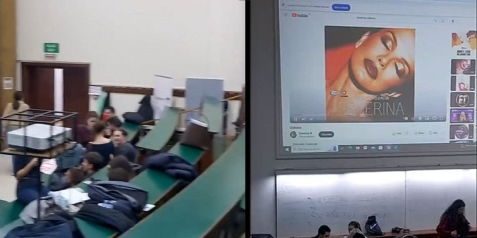 Severinin film sa jahte puštaju u amfiteatru! Đilasovi studenti se iživljavaju nad ustanovom! (VIDEO)