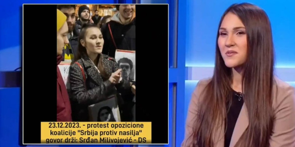 "Nepolitična" studentkinja sa političkog protesta! Anđela Jeremić tvrdi da nema veze s politikom, ali je sa osmehom aplaudirala Srđanu Milivojeviću! (VIDEO)