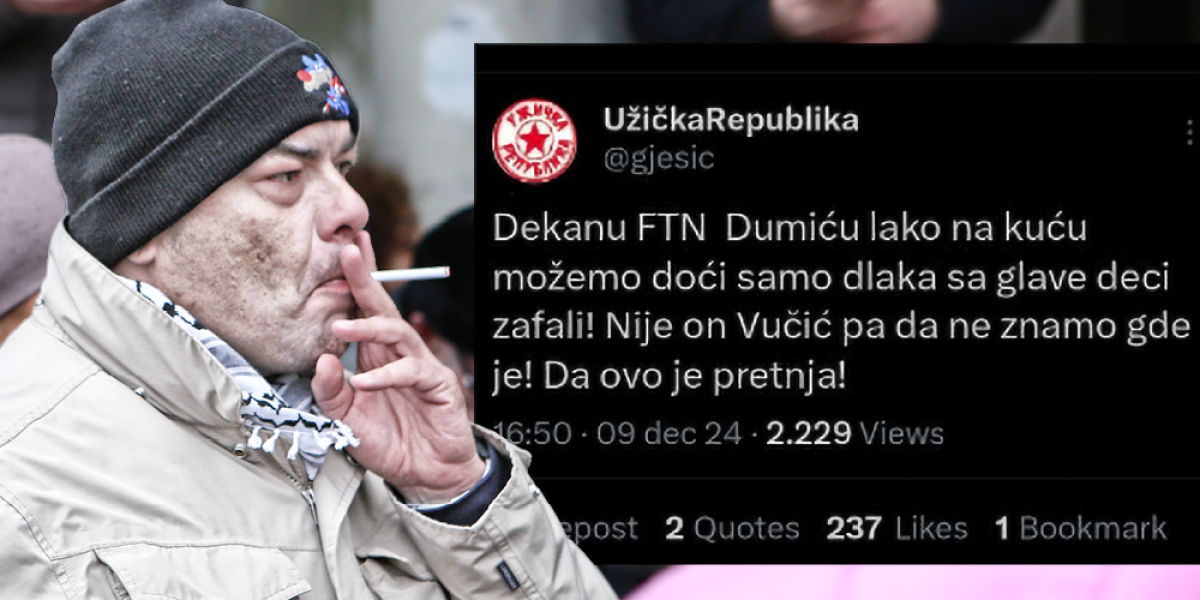 Idemo na kuću dekanu FTN! Nasilnik Goran Ješić najavio linč Borisa Dumnića: "Da, ovo je pretnja"