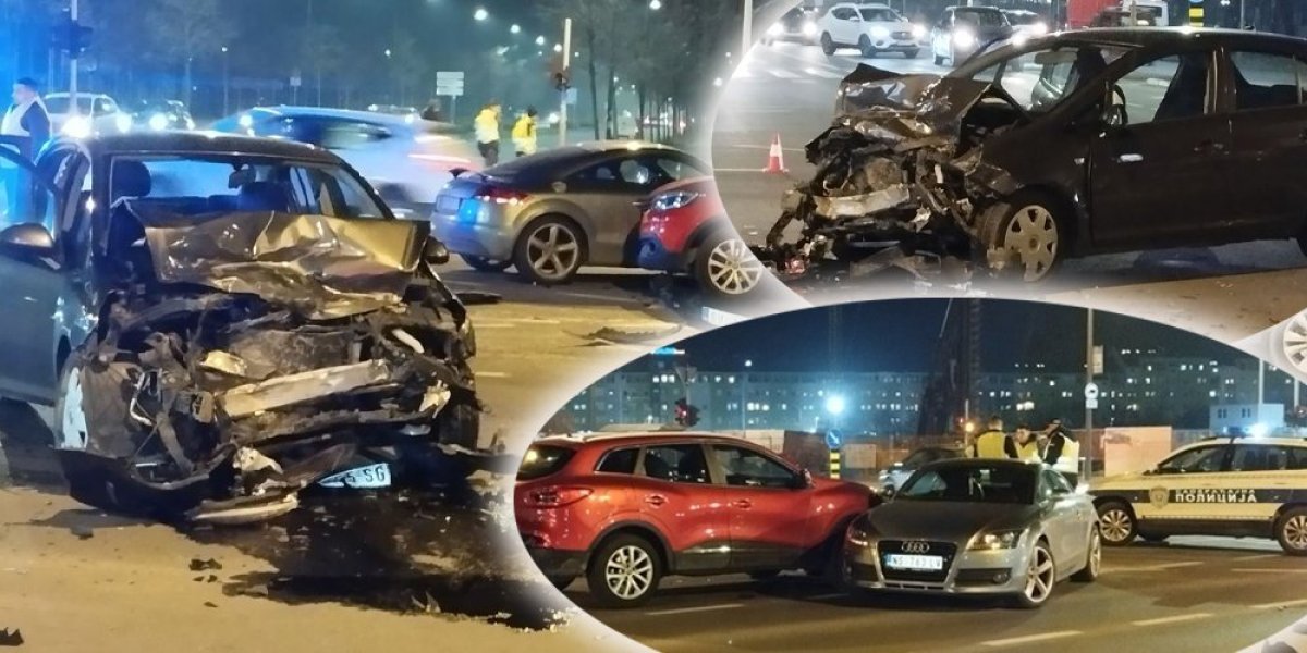 Užas u Novom Sadu! Težak direktan sudar četiri automobila, vozila uništena! (FOTO)