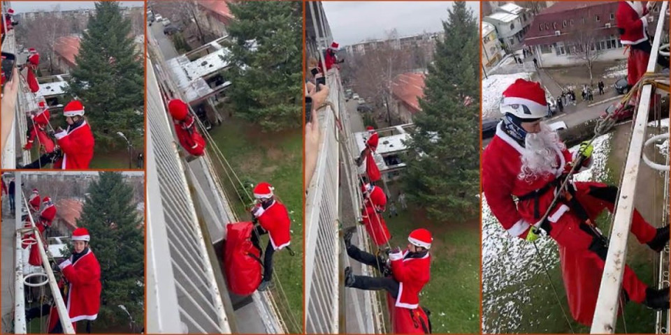 Deda Mrazevi pali s neba i doneli radost bolesnoj deci! Ovako su pripadnici Gorske službe obradovali mališane (VIDEO)