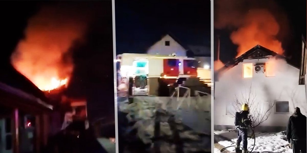 Jeziv požar u Ljutice Bogdana! Vatrena stihija guta porodičnu kuću, povređene dve osobe! (VIDEO)