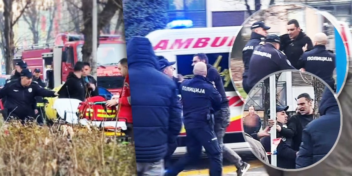 Drama ispred zapaljene zgrade u Čačku! Muškarac se sukobio sa policijom zbog požara (VIDEO)