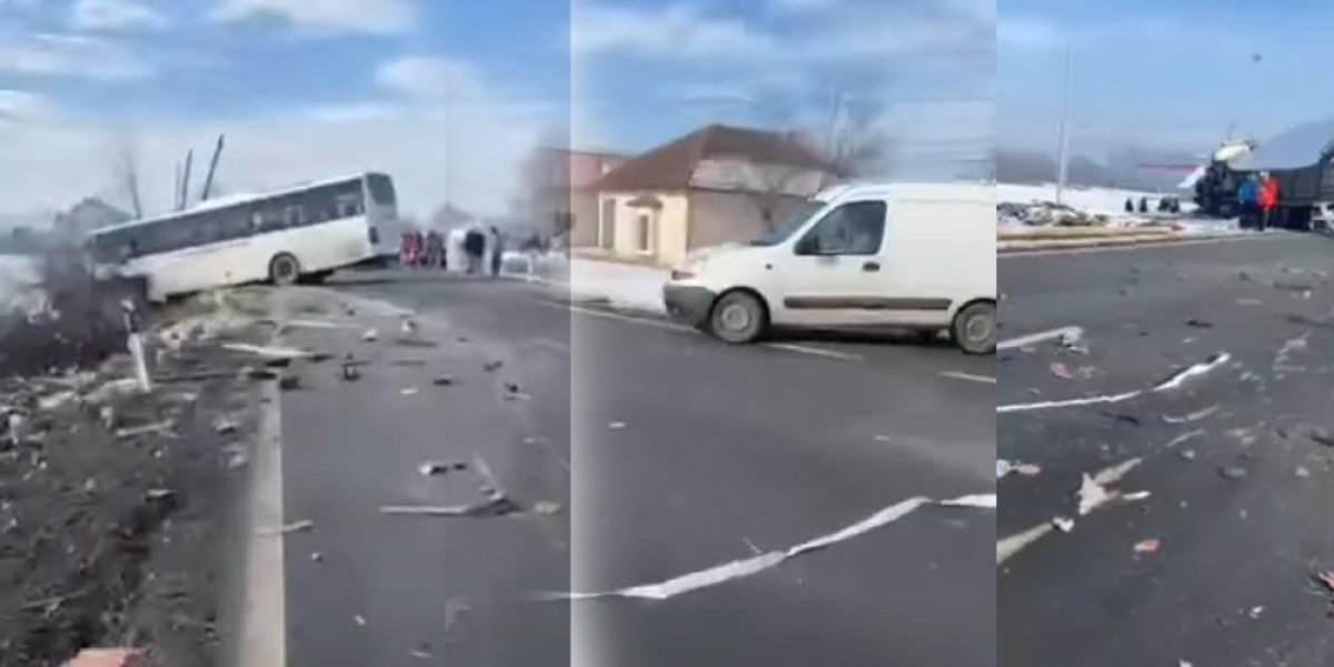 Težak udes kod Kraljeva! Direktan sudar autobusa i kamiona, jeziv prizor na mestu nesreće! (VIDEO)