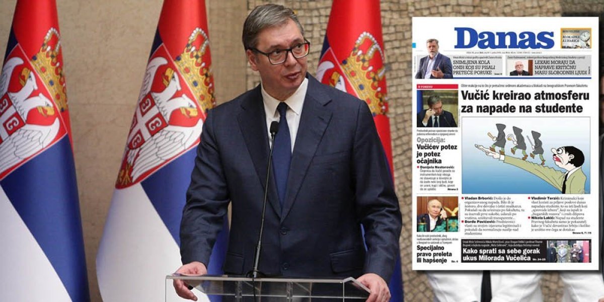 Studenti Pravnog se sami potukli, a Vučić im kriv! Naslovna strana Danasa sramotan čin u istoriji novinarstva (FOTO)