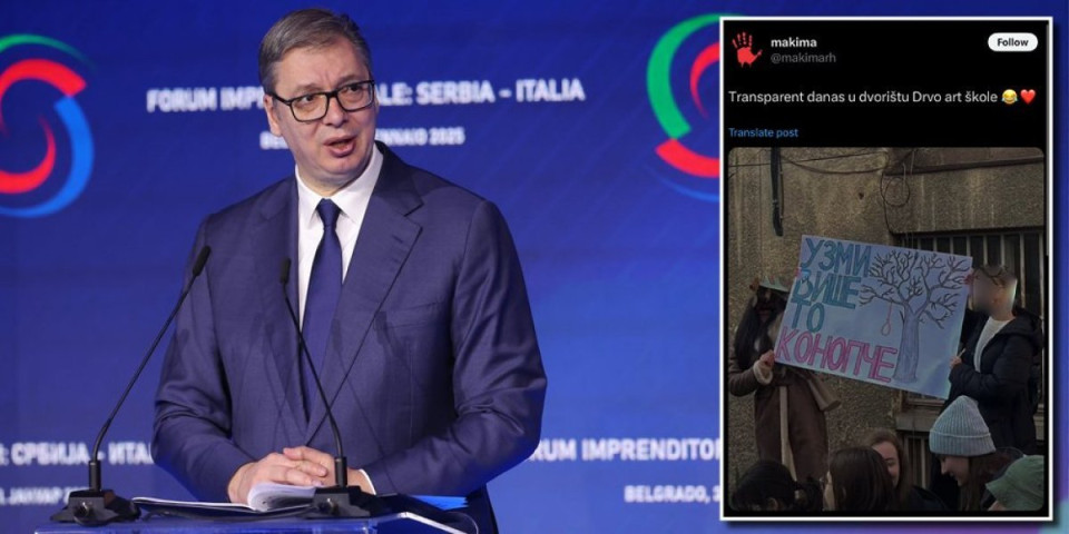 Deca pozivaju Vučića da se obesi: Jeziv transparent u dvorištu škole! (FOTO)