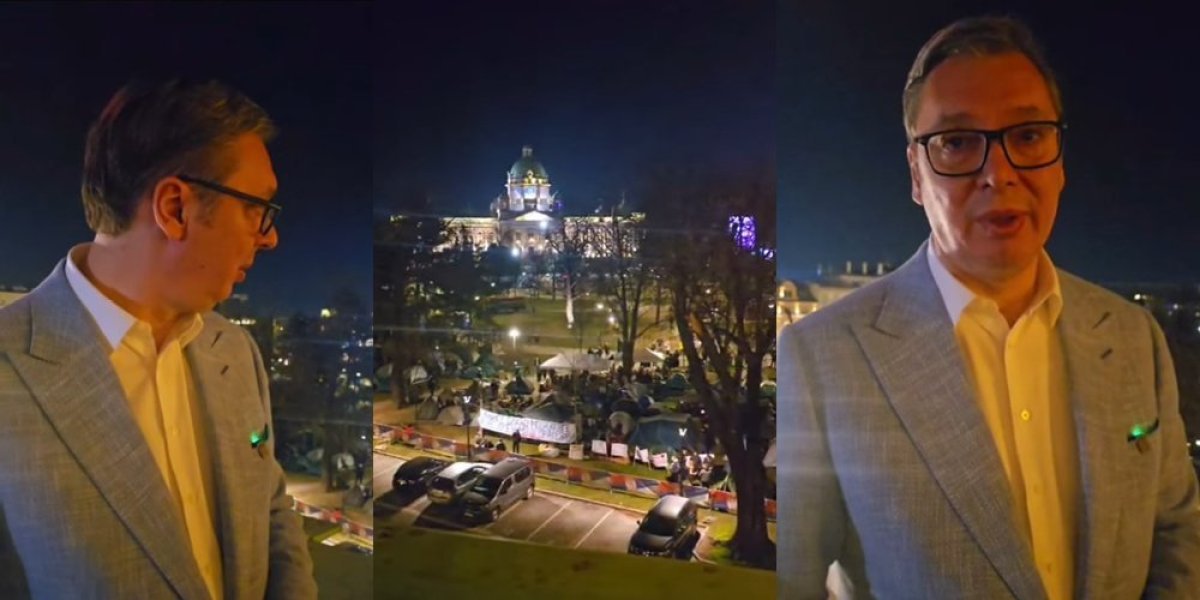 Pobediće pristojna Srbija! Vučić se obratio sa terase Predsedništva: Siledžije su večeras napale studente čija je strašna krivica u tome što žele da uče