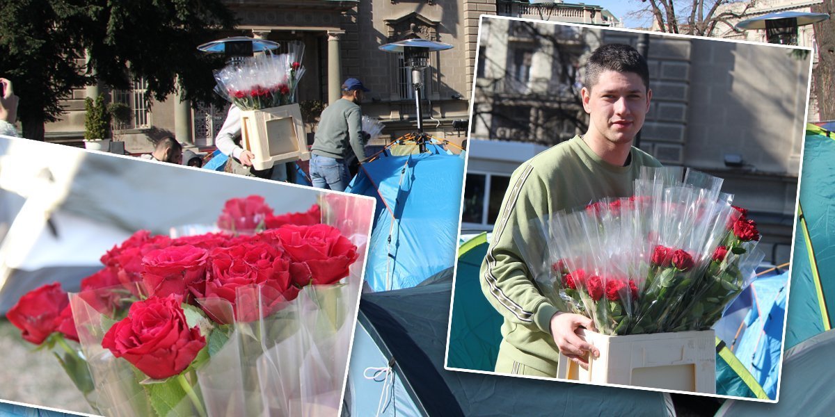 Prelepa scena u Pionirskom parku: Studenti dele ruže koleginicama! (VIDEO)