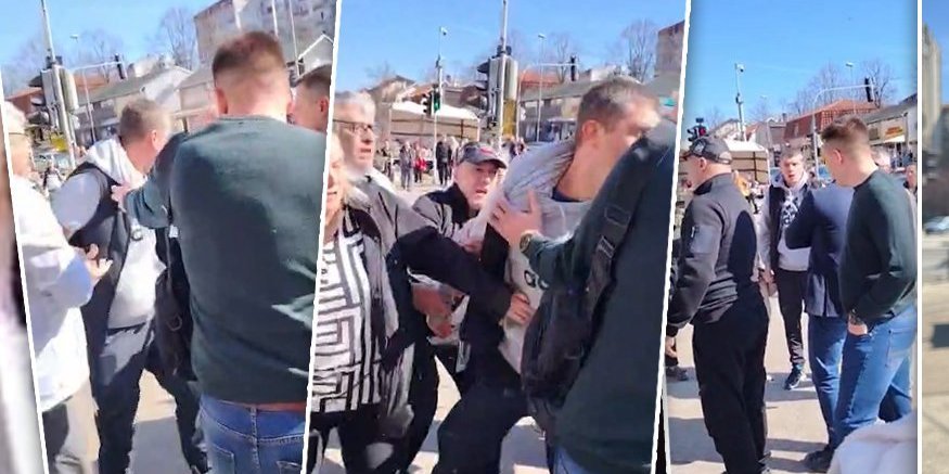 Mučna scena u Žarkovu! Dete vrišti i plače dok izgrednik napada članove SNS i lomi štand sa cvećem (VIDEO)