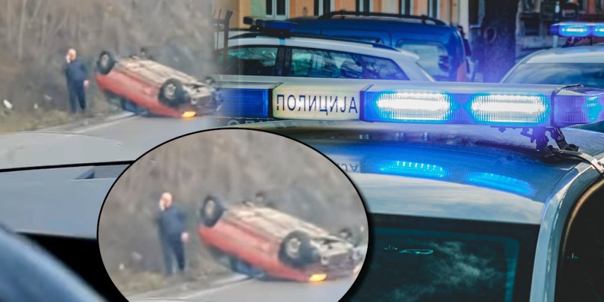 Teška nesreća kod Kraljeva! Automobil se prevrnuo na krov (VIDEO)