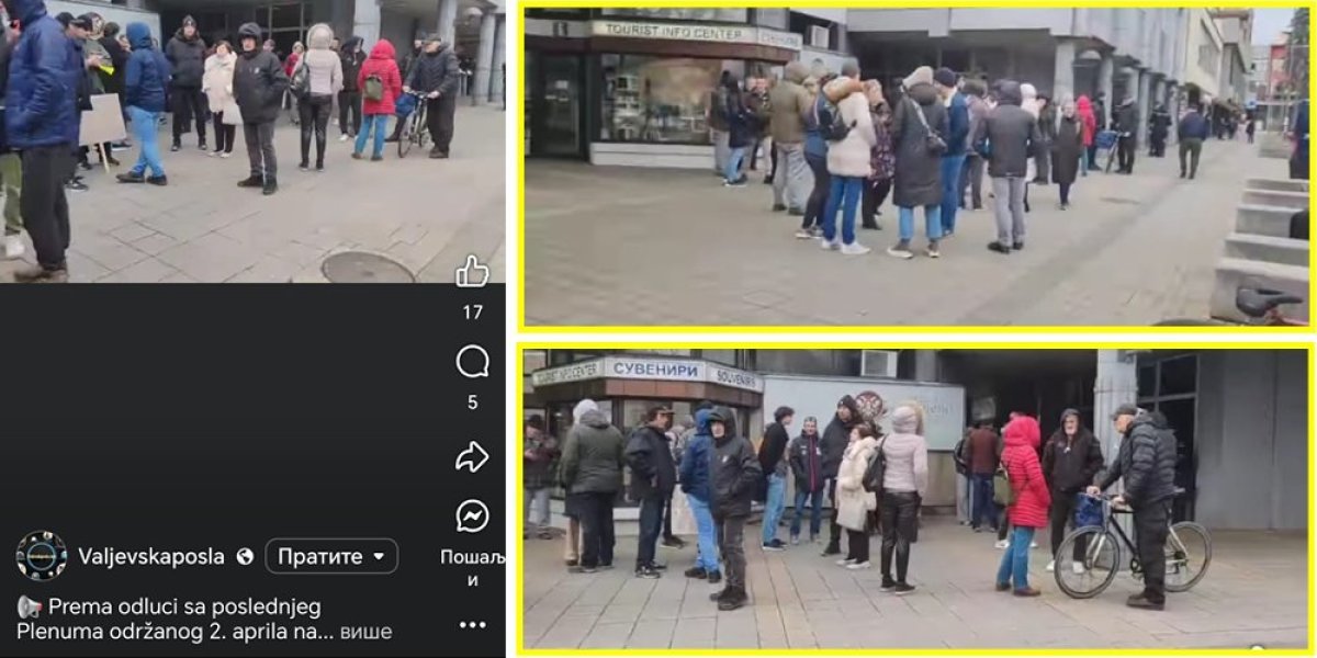 Mega-blokada Skupštine grada Valjeva: "Masovnost" skupa pokazuje sav njegov besmisao (FOTO)