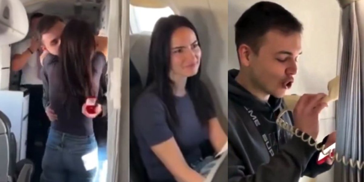 Romantika naočigled svih putnika! Nesvakidašnja situacija tokom leta Podgorica-Beograd (VIDEO)