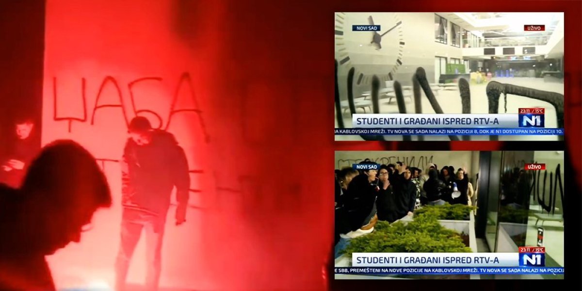Gde oni prođu, tu trava ne raste! Pogledajte kako su blokaderi unakazili zgradu RTV! Dinkovi teroristi krali i slike! (FOTO/VIDEO)