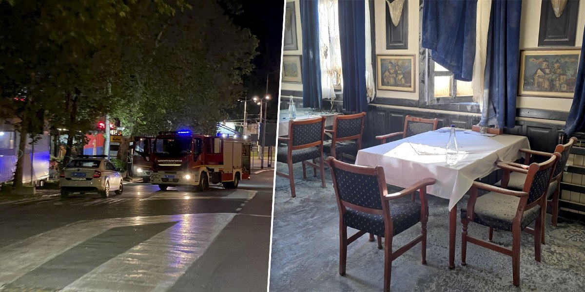 Prve slike restorana koji je goreo: Bačen molotovljev koktel kroz prozor u Staro Užice (FOTO/VIDEO)